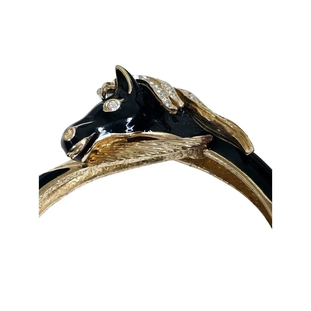 Panetta Rare Swarovski Rhinestone Horse head and Enamel Vintage Costume Bracelet - Picture 7 of 16